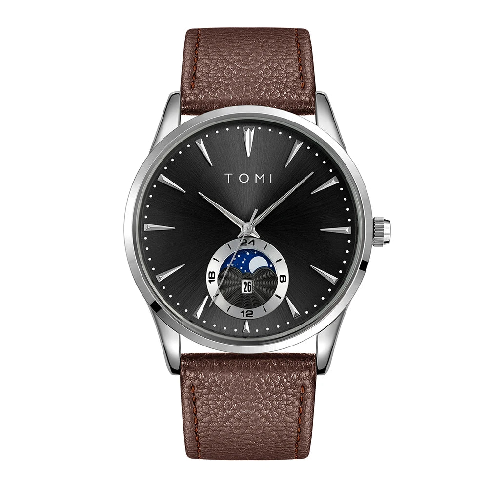 TOMI – Montre Quartz Homme Business Grand Cadran Calendrier | Bracelet Cuir Luxe, Style Classique Soldes-ShopOnline