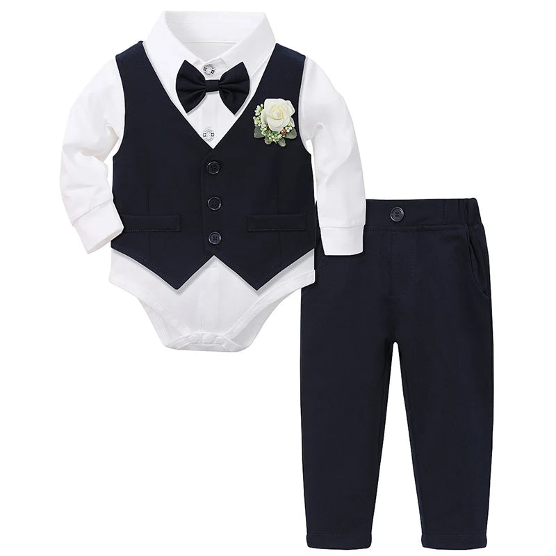 Costume Baptême Bébé Garçon Ensemble Formel | Gilet, Chemise, Pantalon – Baptême, Mariage, Pâques, Anniversaire – 3 à 18 Mois Soldes-ShopOnline
