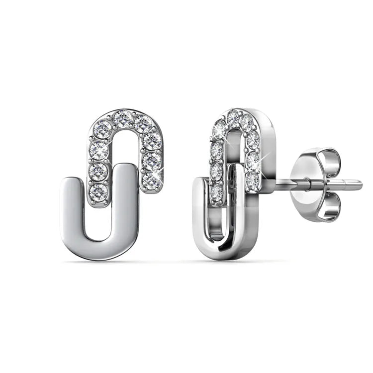 Boucles d’Oreilles Daisini Link – Or Rose & 18 Cristaux Swarovski Soldes-ShopOnline