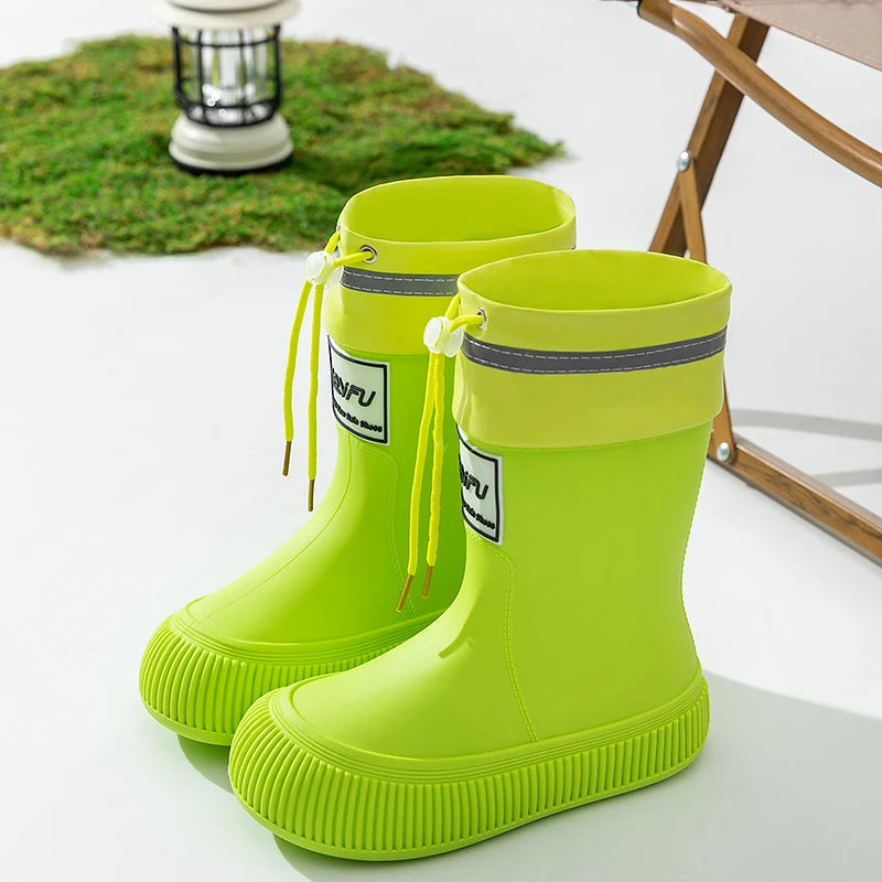 Unisex Kid's Solid Colour High Top Waterproof Rain Boots, Comfy Non Slip Durable Water Shoes For Boy's & Girl's Rainy Day Outdoo Soldes-ShopOnline