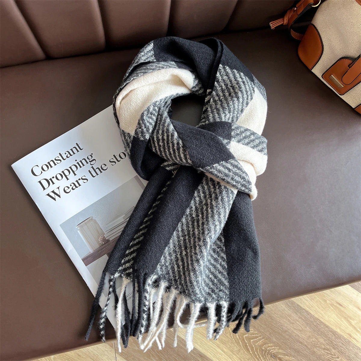 Luxury Winter Cashmere Scarf Women 2025 Design Warm Pashmina Blanket Poncho Scarves Female Shawl Wraps Thick Foulard Bufanda Soldes-ShopOnline