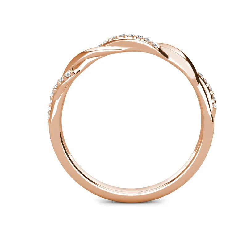 Daisini – Bague Torsadée 22 Cristaux Swarovski PP2 | Laiton Plaqué Or Rose, Ultra-Légère, Mariage & Quotidien Soldes-ShopOnline