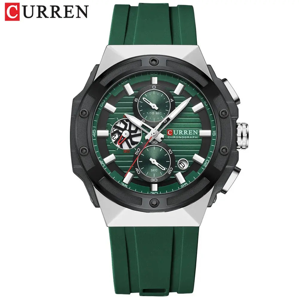 Curren 8462 Montre pour hommes à cadran à rayures en acier de luxe Multifonctionnelle étanche Chronographe lumineux Calendrier Montres pour hommes à Prix Attractif - Soldes-ShopOnline