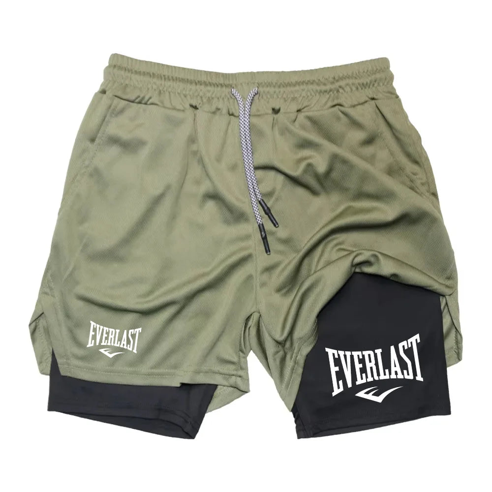 Men Running Shorts 2 In 1 Double-deck Sport Shorts  Gym Fitness Short Pants Training Jogging Bottom Men's Clothing RL0615 Soldes-ShopOnline