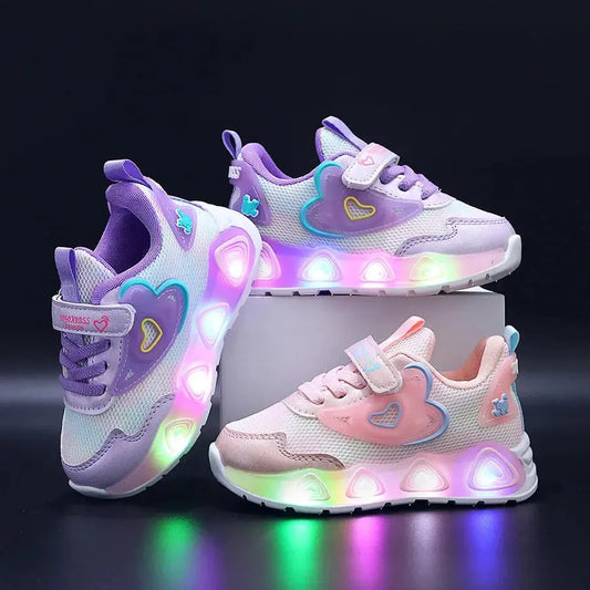 Nouvelles baskets pour enfants LED Light Illuminâtes Chaussures pour enfants Garçons et filles Mesh Chaussures de sport décontractées respirantes 1-6 ans - Soldes-ShopOnline