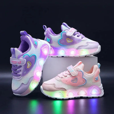 Nouvelles baskets pour enfants LED Light Illuminâtes Chaussures pour enfants Garçons et filles Mesh Chaussures de sport décontractées respirantes 1-6 ans - Soldes-ShopOnline