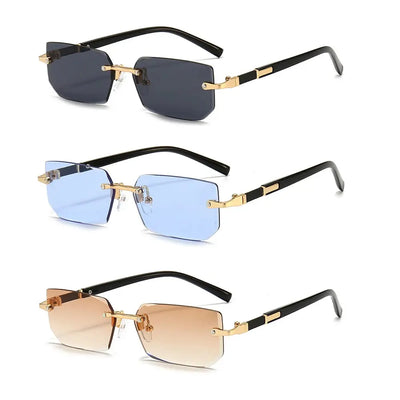 Lunettes de soleil sans monture Rectangle Mode Populaire Femmes Hommes Nuances Petites lunettes de soleil carrées pour femmes Homme Été Voyage classe garçon chic à Prix attractif - Soldes-ShopOnline