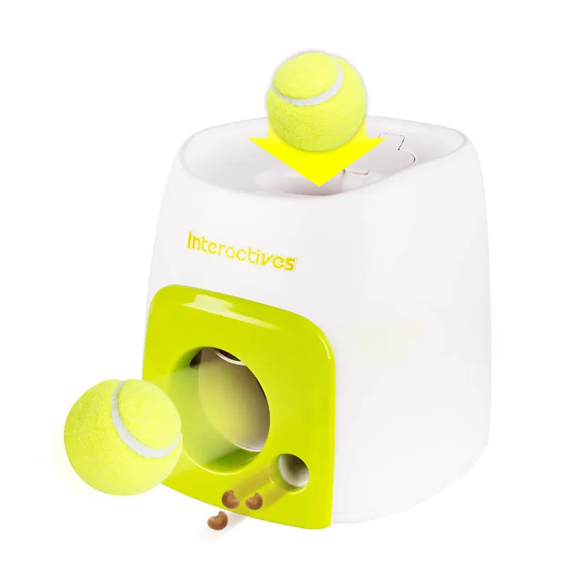 Automatic Dog Ball Launcher with Food Reward - Smart Tennis Ball Thrower Machine for Dogs, Interactive Pet Toy with Chase Traini Soldes-ShopOnline