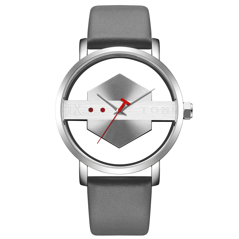 Montre Quartz Homme Squelette Bracelet Cuir | Résistante Chocs & Eau 3 Bar, Verre Hardlex, Style Business Casual Soldes-ShopOnline