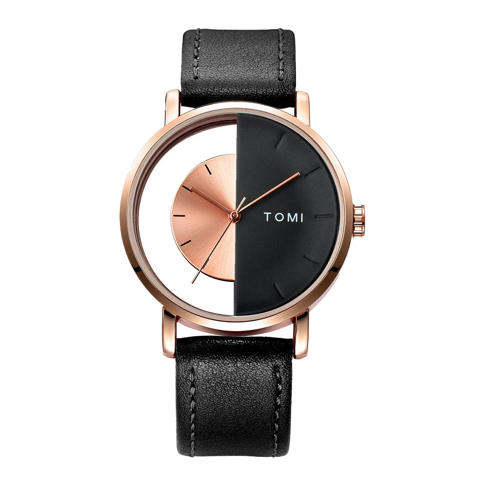 TOMI – Montre Quartz Squelette Design Hollow | Cadran Évidé Tendance, Bracelet PU, Mixte Fashion Soldes-ShopOnline