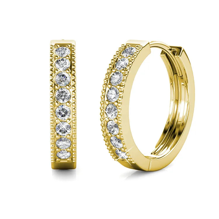 Daisini – Boucles d'Oreilles Créoles Scintillantes Cristaux Swarovski | Plaqué Or Rose 18K, Laiton Premium, Cadeau Femme Soldes-ShopOnline