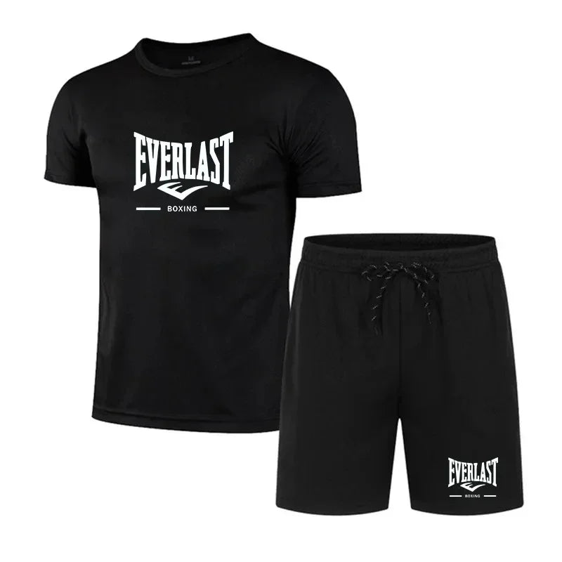 Ensemble Sportif Everlast Homme 2 Pièces – T-Shirt & Short Été, Style Boxing, Tailles S-4XL Soldes-ShopOnline