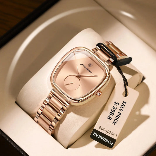 POEDAGAR Montre de luxe pour femme Montre à quartz étanche en acier inoxydable pour dames Montres pour femmes de haute qualité Horloge féminine élégante - Soldes-ShopOnline