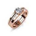 Daisini – Bague 2-en-1 Double Rang Or Rose Cristaux Swarovski | Laiton Plaqué, Fiançailles & Mariage, Saint-Valentin Soldes-ShopOnline