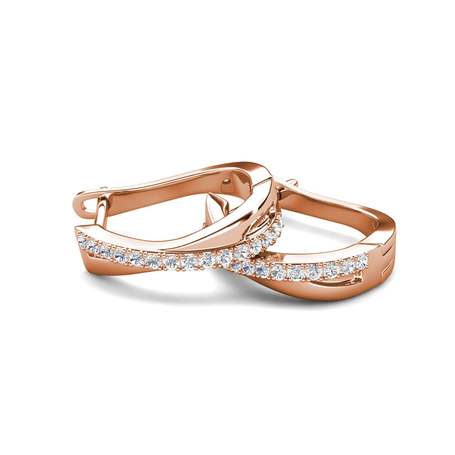 Daisini – Boucles d'Oreilles Créoles Wrapped 22 Cristaux Swarovski | Laiton Plaqué Or Rose 18K, Design Enroulé Tendance Soldes-ShopOnline