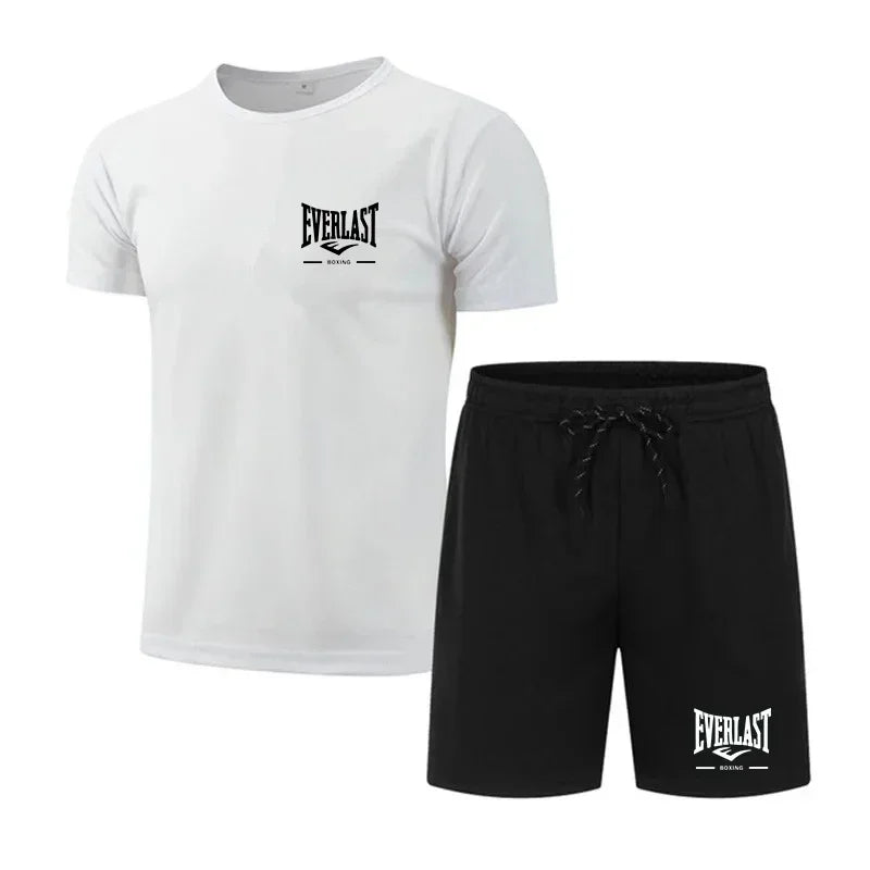 Ensemble Sportif Everlast Homme 2 Pièces – T-Shirt & Short Été, Style Boxing, Tailles S-4XL Soldes-ShopOnline