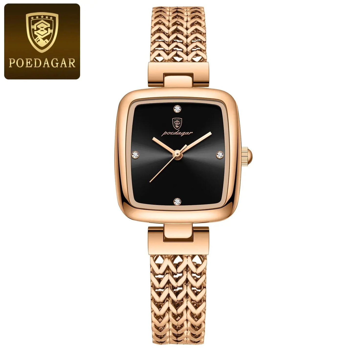 POEDAGAR Montre carrée de luxe pour femme étanche en acier inoxydable dames montre à quartz robe élégantes montres pour femmes montres de filles - Soldes-ShopOnline