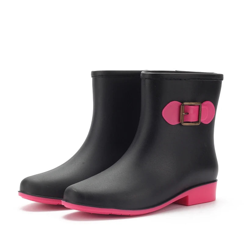 Cresta Women's Fashion Rain Boots Short Tube Boots Outdoor Anti-slip Waterproof Shoes Female Versatile Low Top Rubber Rain Boots Soldes-ShopOnline