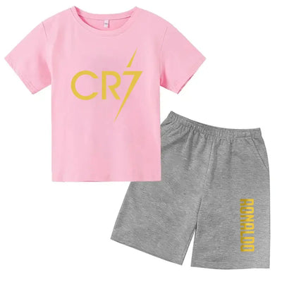 CR7 Imprimé Manches Courtes Enfants Ensemble Casual Mode t-shirt et Short 2pcs Set Kid Garçons Filles Sports Tshirts Set Tenues ensemble CR7 à Prix Discount - Soldes-ShopOnline