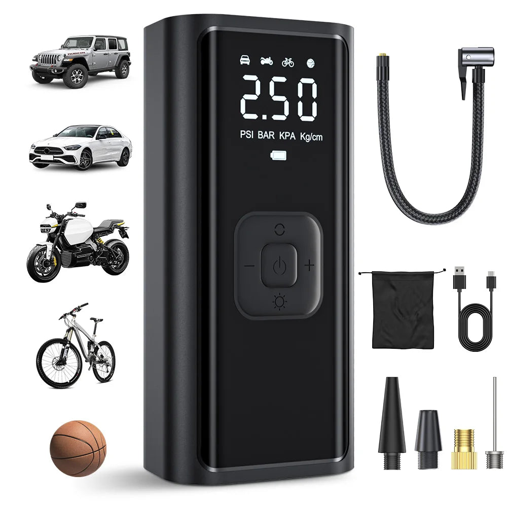 YIJU Portable Tire Inflator Rechargeable Electric Inflator For Car Bicycle Digital Air Compressor Football Ball Inflator Pump Soldes-ShopOnline