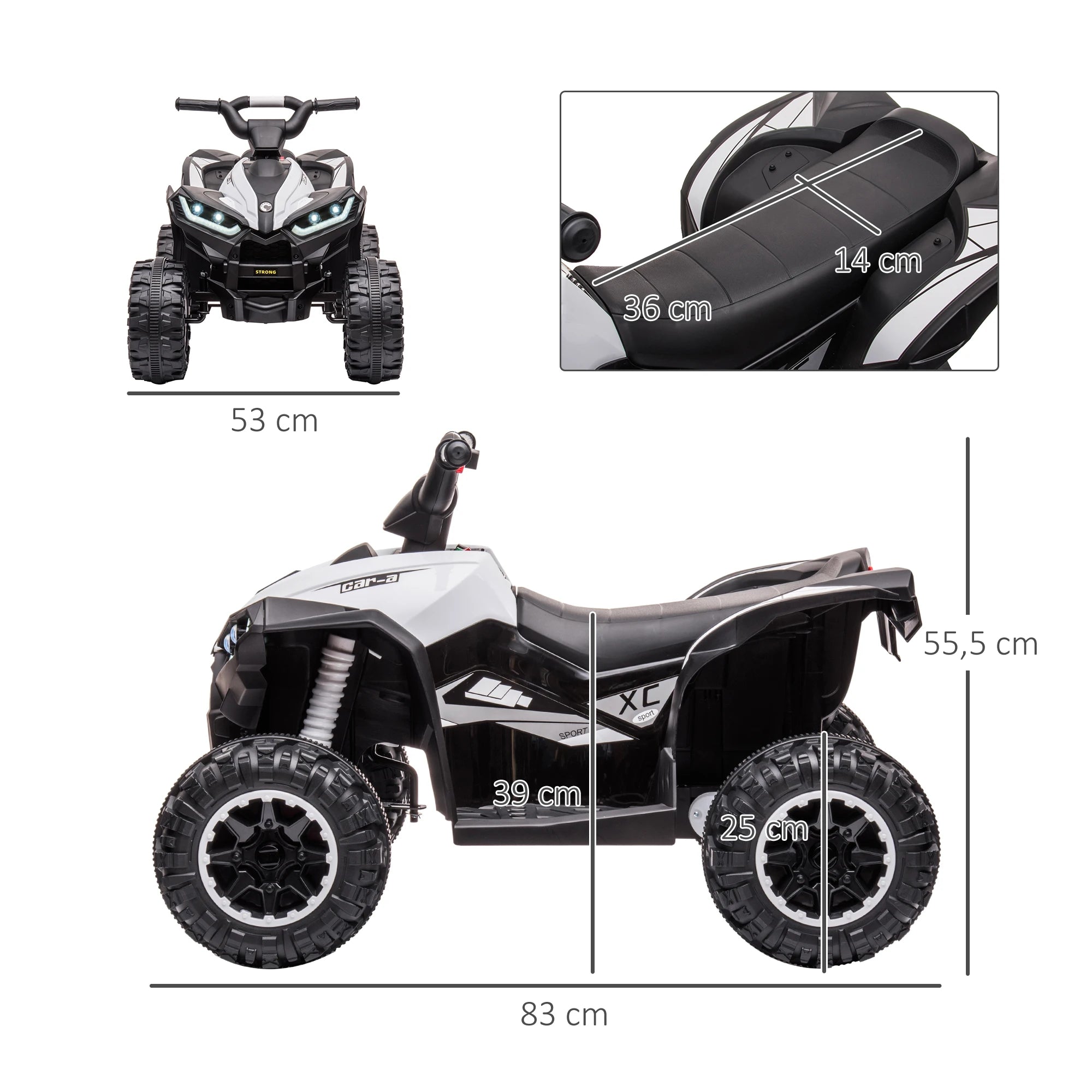 Homcom Electric Quad for Children 3-5 Years 12V with 2 Motors Headlights Horn Soldes-ShopOnline
