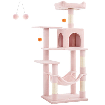 Feandrea Cat Tree, 143 cm Cat Tower for Indoor Cats, Multi-Level Plush Cat Condo with 4 Scratching Posts, 2 Perches, Cave Soldes-ShopOnline