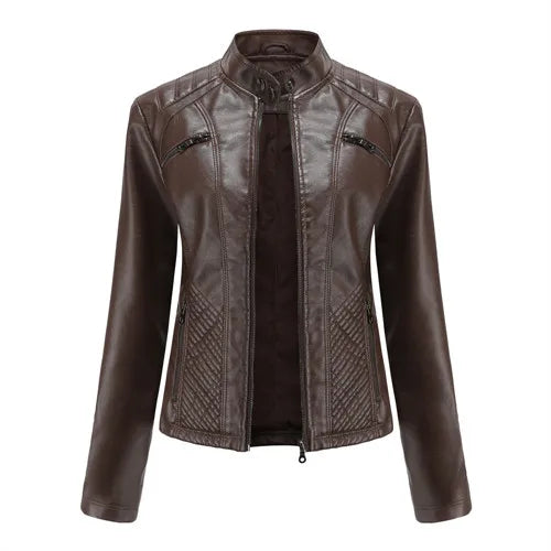 Veste Cuir Femme Biker Moto 2026 – Zippée, S à 3XL Soldes-ShopOnline