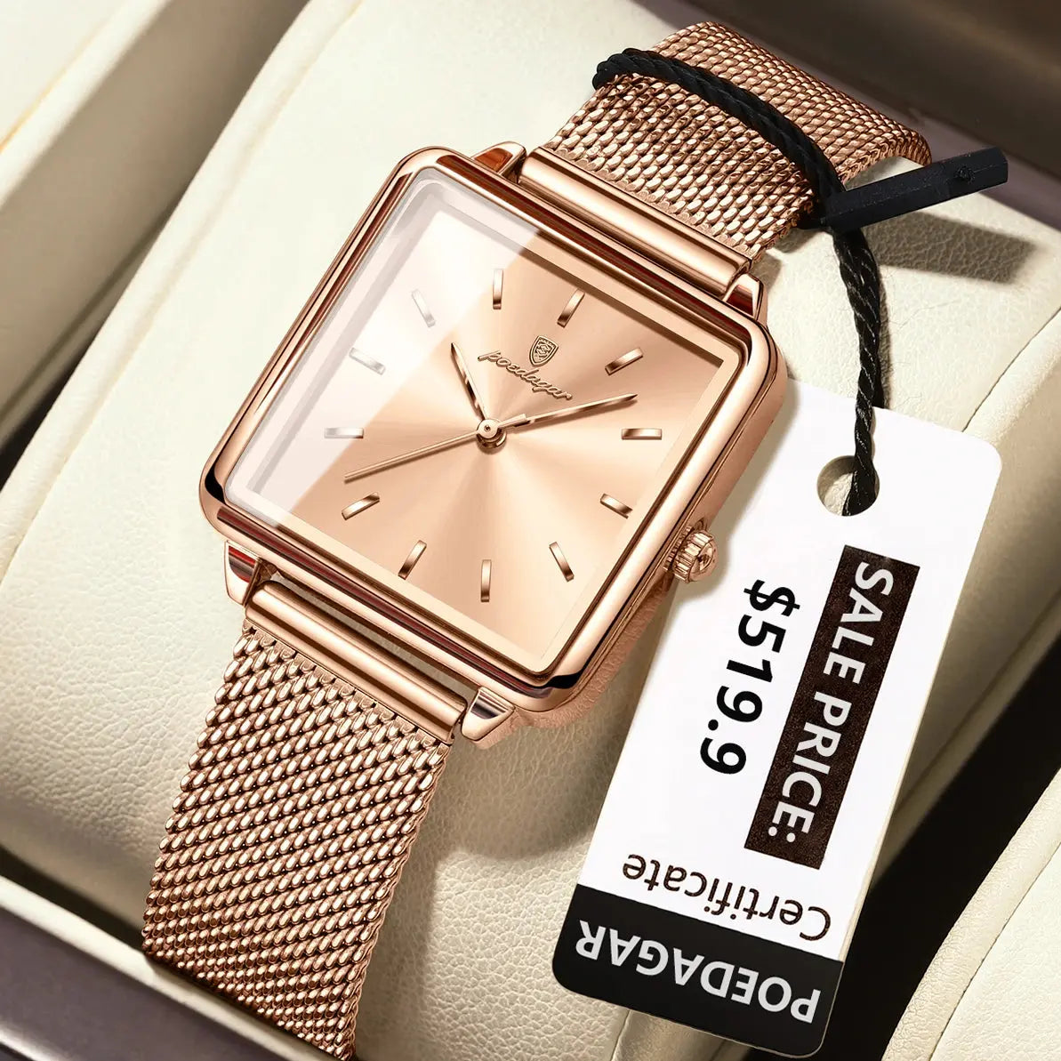 POEDAGAR Montre de mode pour dames Montre élégante carrée étanche pour femme Montres à quartz en acier inoxydable pour femmes féminin idée de cadeau à Prix Discount - Soldes-ShopOnline