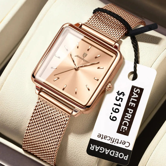 POEDAGAR Montre de mode pour dames Montre élégante carrée étanche pour femme Montres à quartz en acier inoxydable pour femmes féminin idée de cadeau à Prix Discount - Soldes-ShopOnline