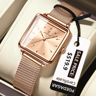 POEDAGAR Montre de mode pour dames Montre élégante carrée étanche pour femme Montres à quartz en acier inoxydable pour femmes féminin idée de cadeau à Prix Discount - Soldes-ShopOnline