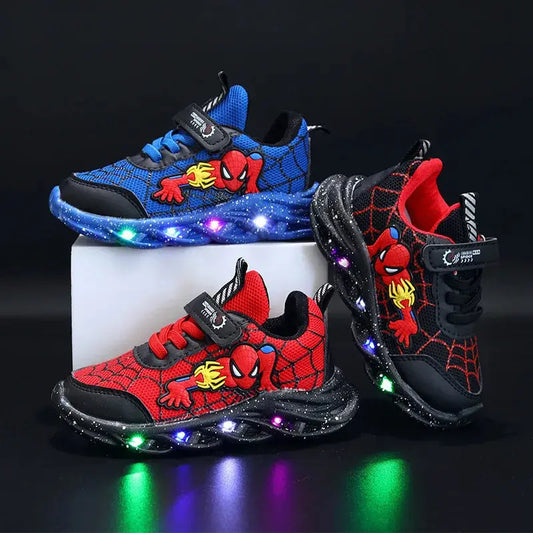 Disney LED Casual Sneakers Rouge Noir Pour Les Garçons De Printemps Spiderman Mesh Chaussures D’Extérieur Enfants Éclairés Chaussures Antidérapantes Taille 21-30 - Soldes-ShopOnline