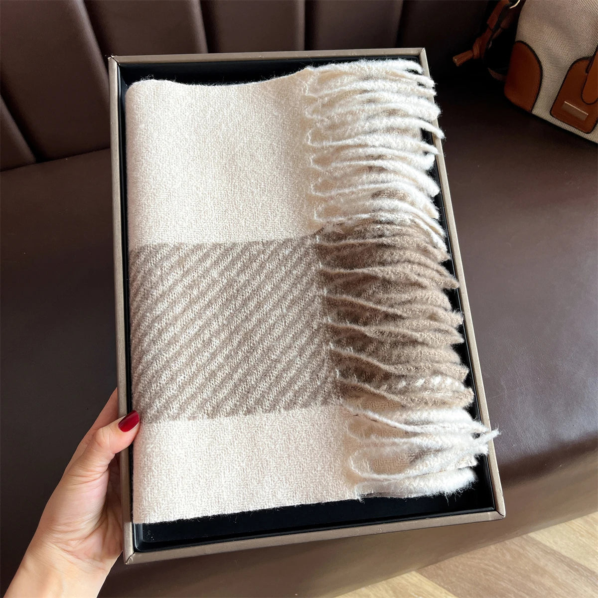 Luxury Winter Cashmere Scarf Women 2025 Design Warm Pashmina Blanket Poncho Scarves Female Shawl Wraps Thick Foulard Bufanda Soldes-ShopOnline