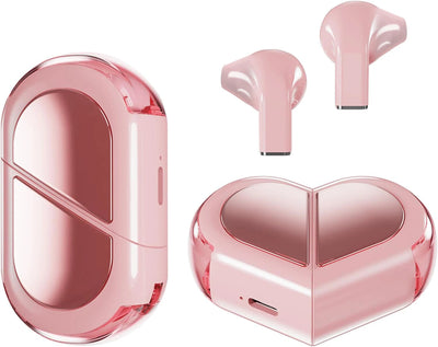 Pink Heart Wireless Earbuds for Girls Cute Small Earphones Hifi Stereo Sound Bluetooth Headsets Touch Control Gaming Handphones Soldes-ShopOnline