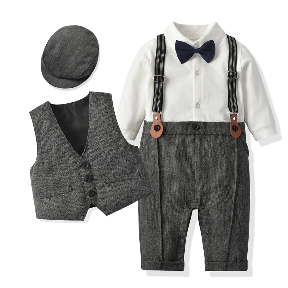 Costume Bébé Garçon Gentleman – Combinaison + Gilet + Chapeau Soldes-ShopOnline