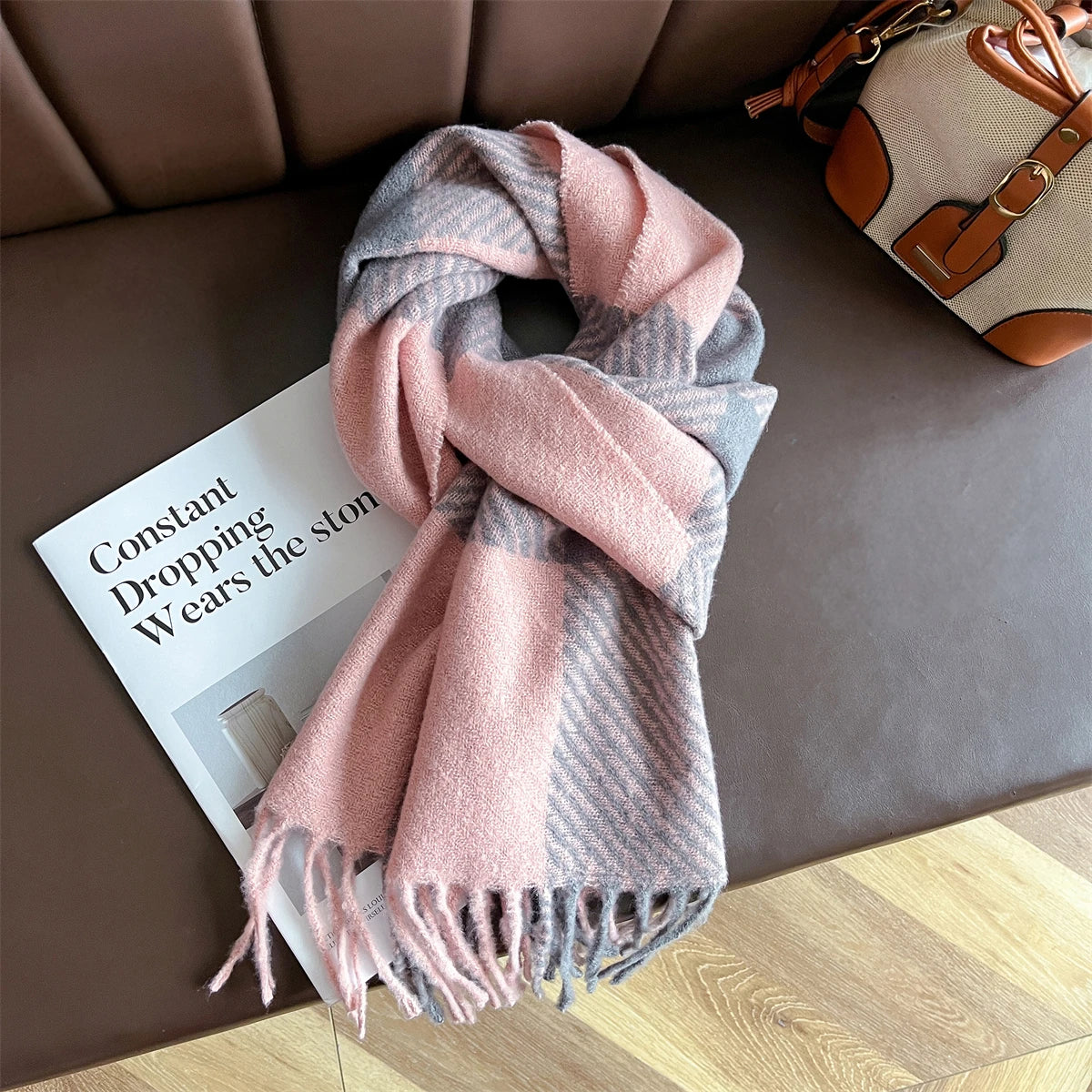 Luxury Winter Cashmere Scarf Women 2025 Design Warm Pashmina Blanket Poncho Scarves Female Shawl Wraps Thick Foulard Bufanda Soldes-ShopOnline