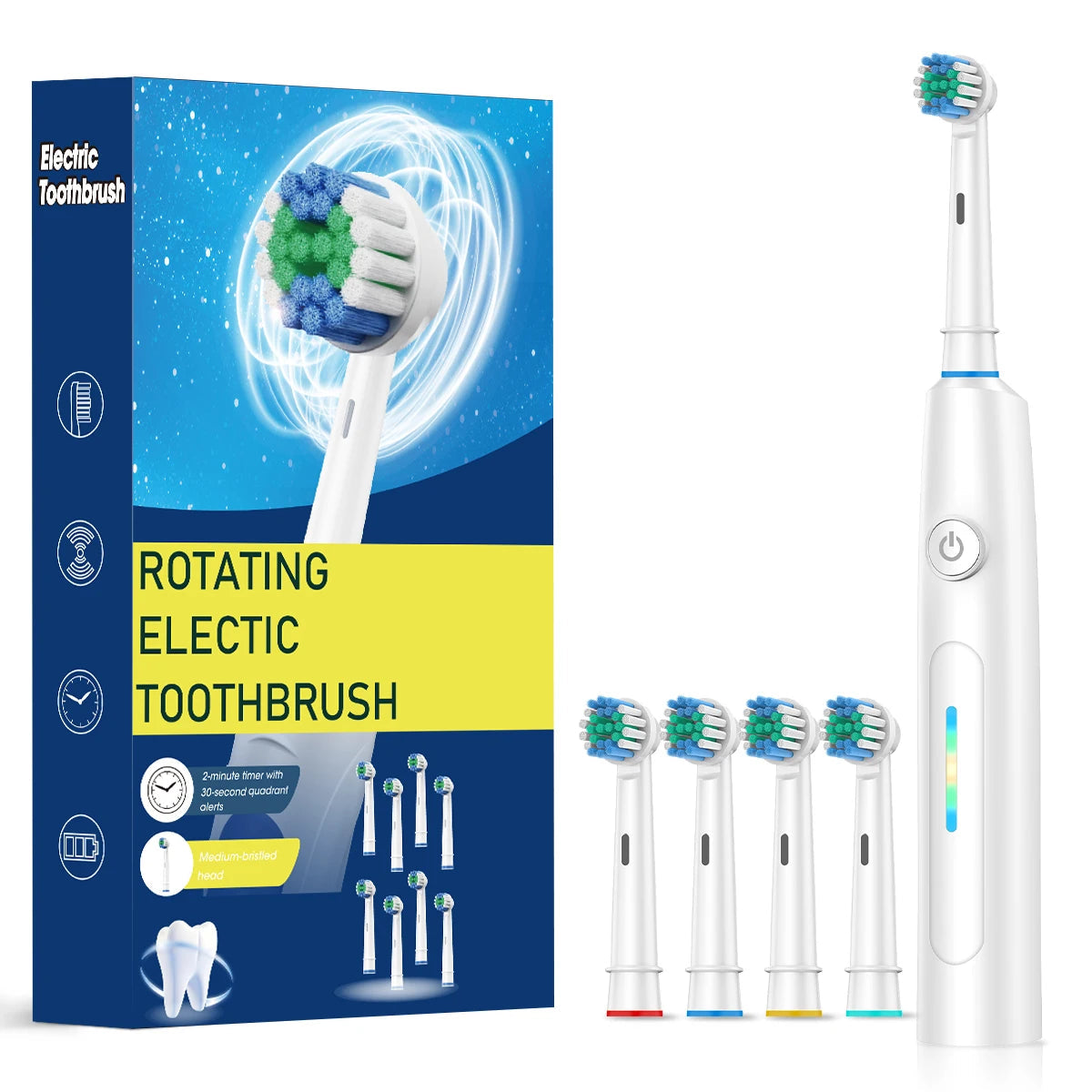Electric Toothbrush Intelligent 5 Modes Cleaning Teeth Brush Waterproof Rotary Electric Toothbrush with 8 Brush Head Soldes-ShopOnline
