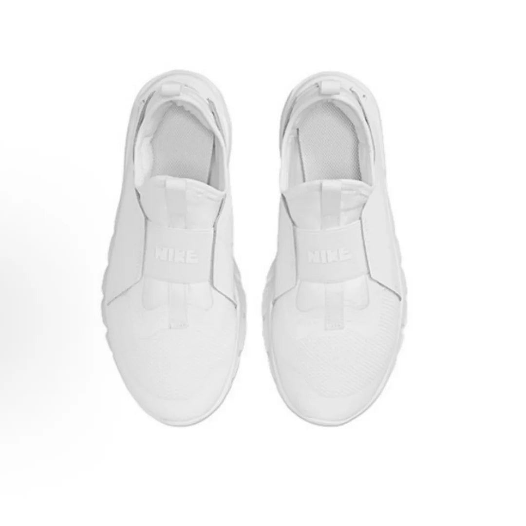 Nike Flex Runner 2 Slip-On Femme – Argent & Blanc, Mesh Cousu, Légère, Trajet & Voyage Soldes-ShopOnline