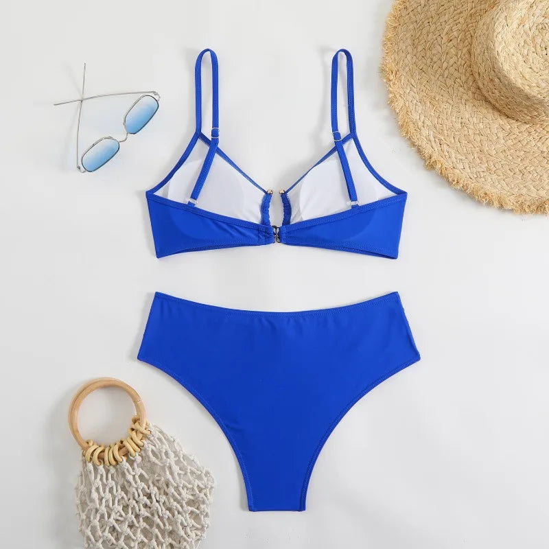 Bikini Triangle Push-Up Uni – Taille Mi-Haute, Décolleté V Profond, Femme S-XXXL Soldes-ShopOnline