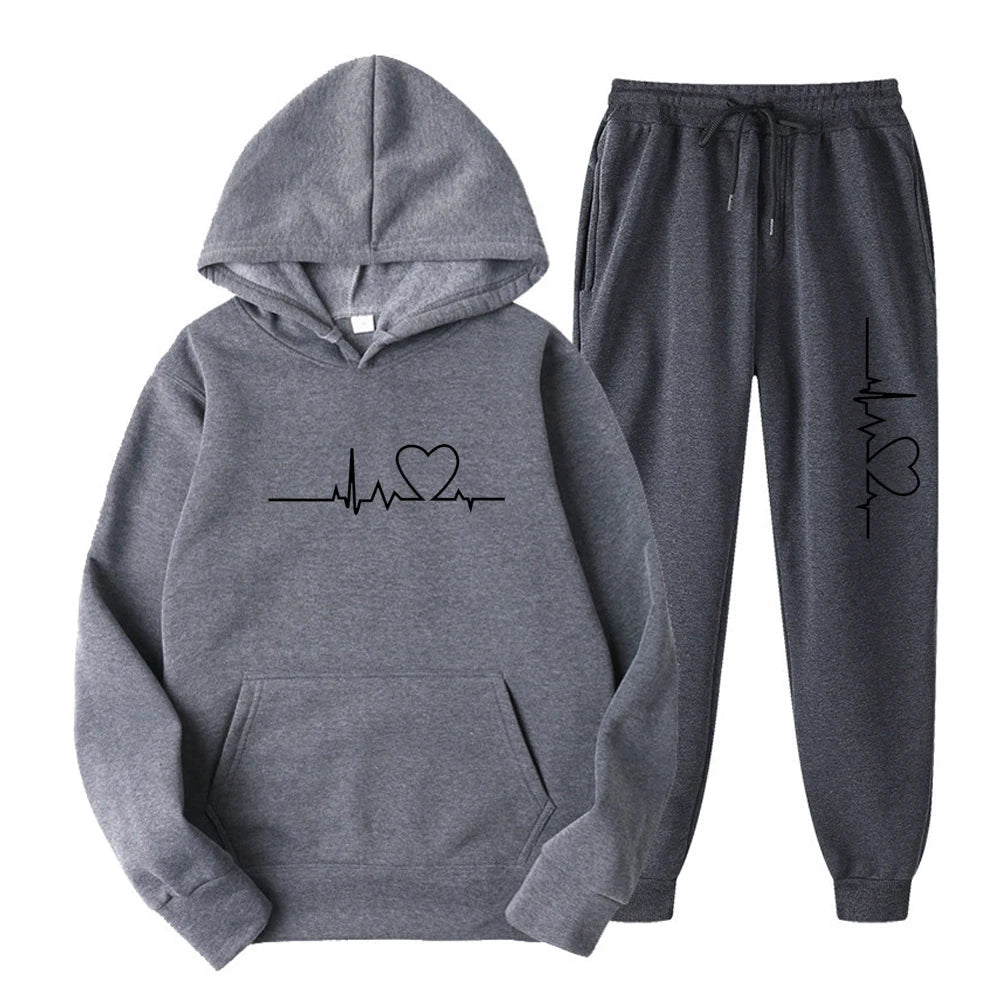 Ensemble Jogging Femme – Hoodie + Pantalon Sport, Imprimé, Printemps & Automne Soldes-ShopOnline