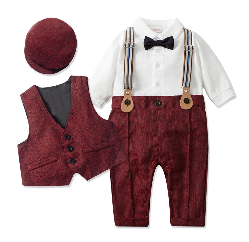 Costume Bébé Garçon Gentleman – Combinaison + Gilet + Chapeau Soldes-ShopOnline