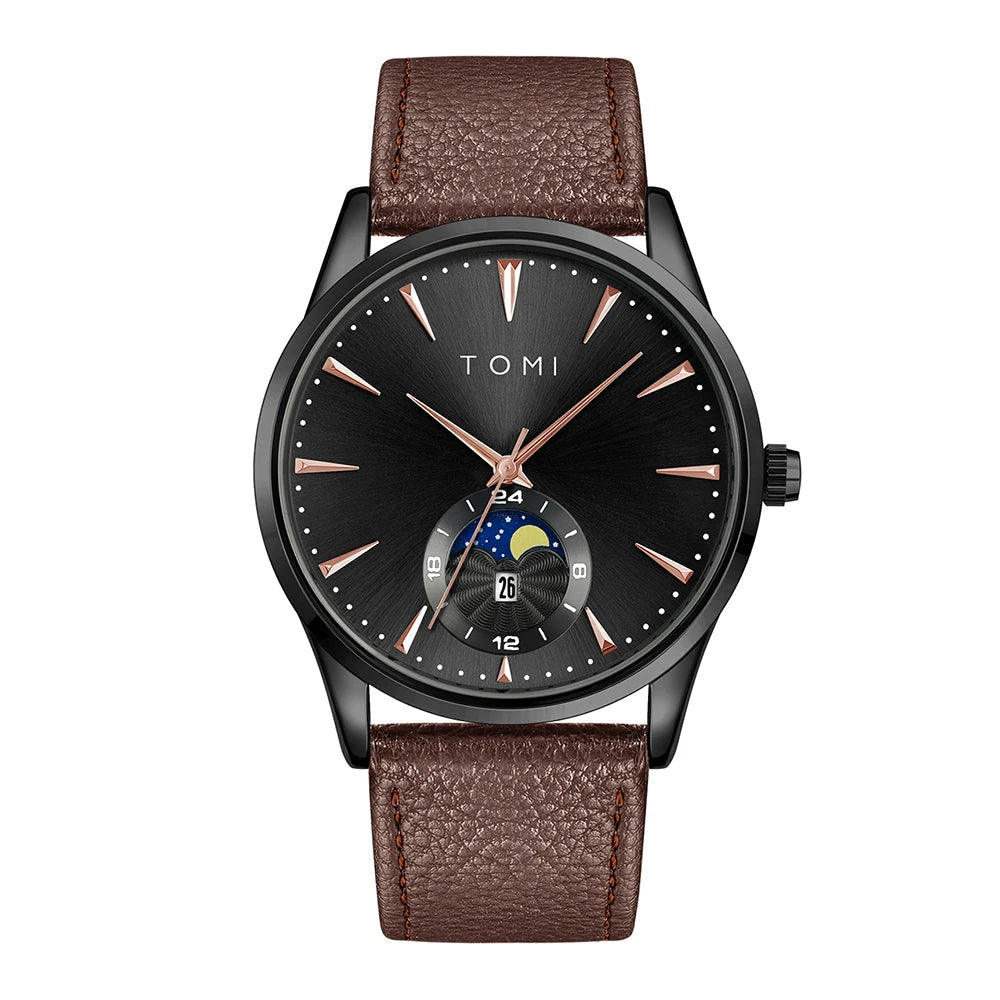 TOMI – Montre Quartz Homme Business Grand Cadran Calendrier | Bracelet Cuir Luxe, Style Classique Soldes-ShopOnline