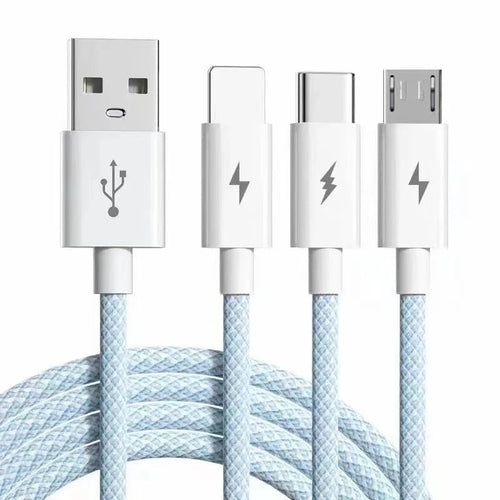 Câble USB-C 3-en-1 66W 6A Charge Ultra Rapide Tressé | Compatible iPhone, Samsung, Huawei, Xiaomi, OPPO – 1,2M & 2M Soldes-ShopOnline