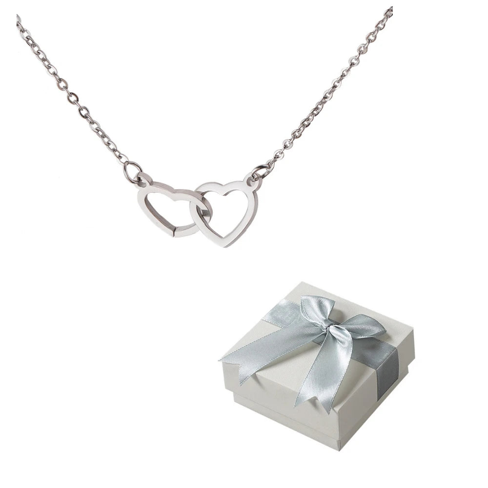 PolishedPlus Custom Names Heart Necklace Personalized Jewelry Rotating Rose Box Pendant Chain For Women Wife Valentine's Day Soldes-ShopOnline