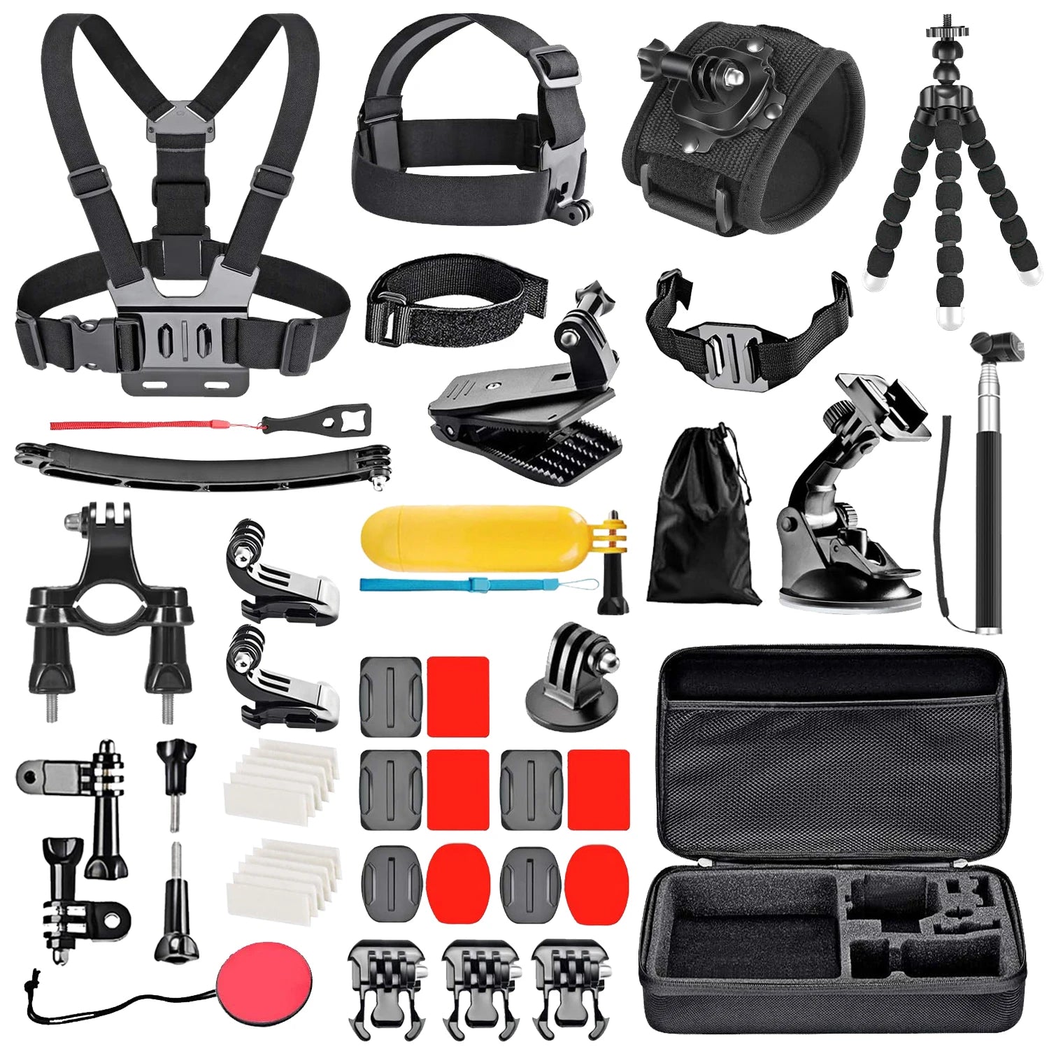 Kit Aventure Pro 50-en-1 – GoPro 13/12/11, DJI Action 5/4, Insta360 Ace – Fixations 360° & Valise Étanche IP68 Soldes-ShopOnline