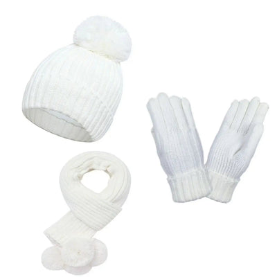 6PCS Kids Hat Scarf Gloves Set Winter Warm Knit Bonnet Mittens for Boys Girls Soldes-ShopOnline