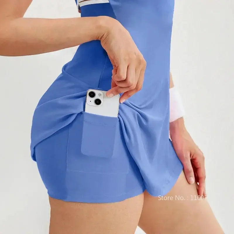 Robe de tennis pour femmes avec intérieur court Golf Badminton Skorts Backless Cross Tracksuits filles tennis  Golf Yoga Dresses S-XL - Soldes-ShopOnline