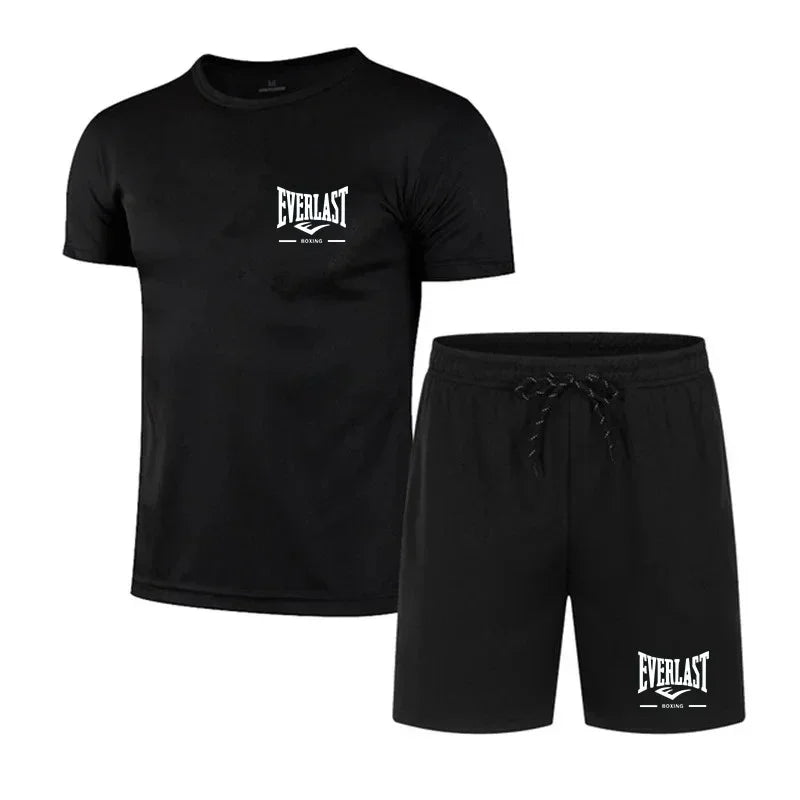 Ensemble Sportif Everlast Homme 2 Pièces – T-Shirt & Short Été, Style Boxing, Tailles S-4XL Soldes-ShopOnline
