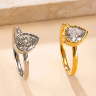 Bague en acier inoxydable 316L pour femmes de luxe Zircon Doigt Bijoux de mode Accessoires Cadeau de fête idée de cadeau femme fille à prix discount - Soldes-ShopOnline
