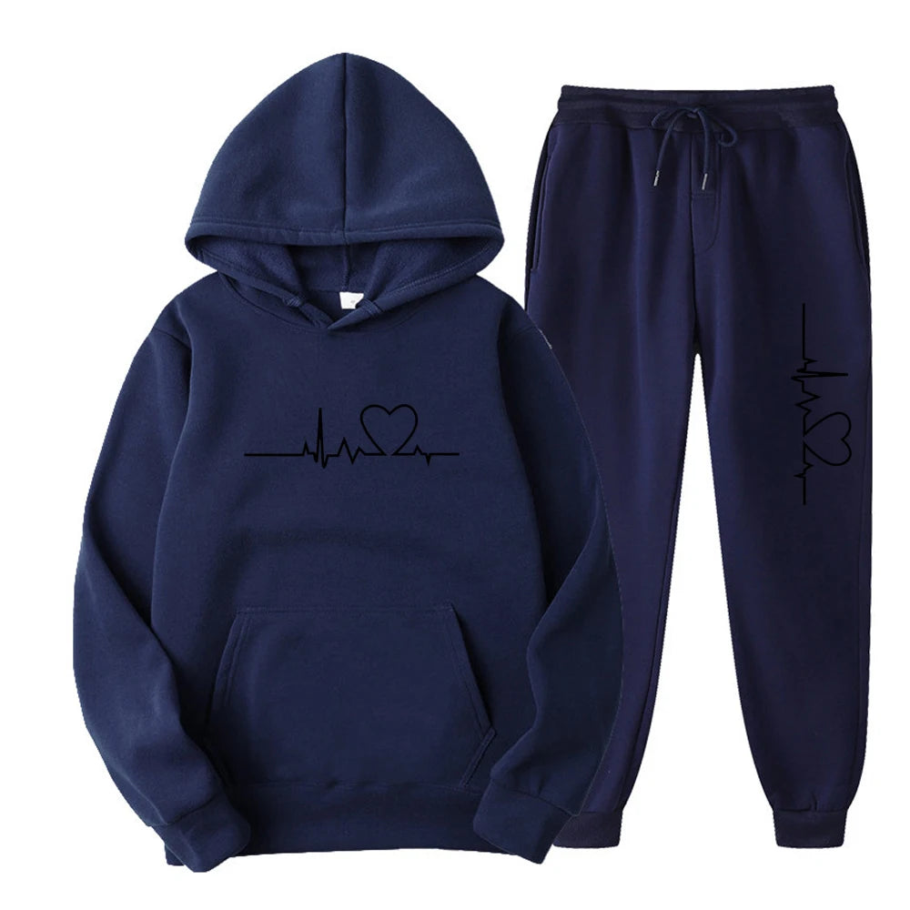 Ensemble Jogging Femme – Hoodie + Pantalon Sport, Imprimé, Printemps & Automne Soldes-ShopOnline