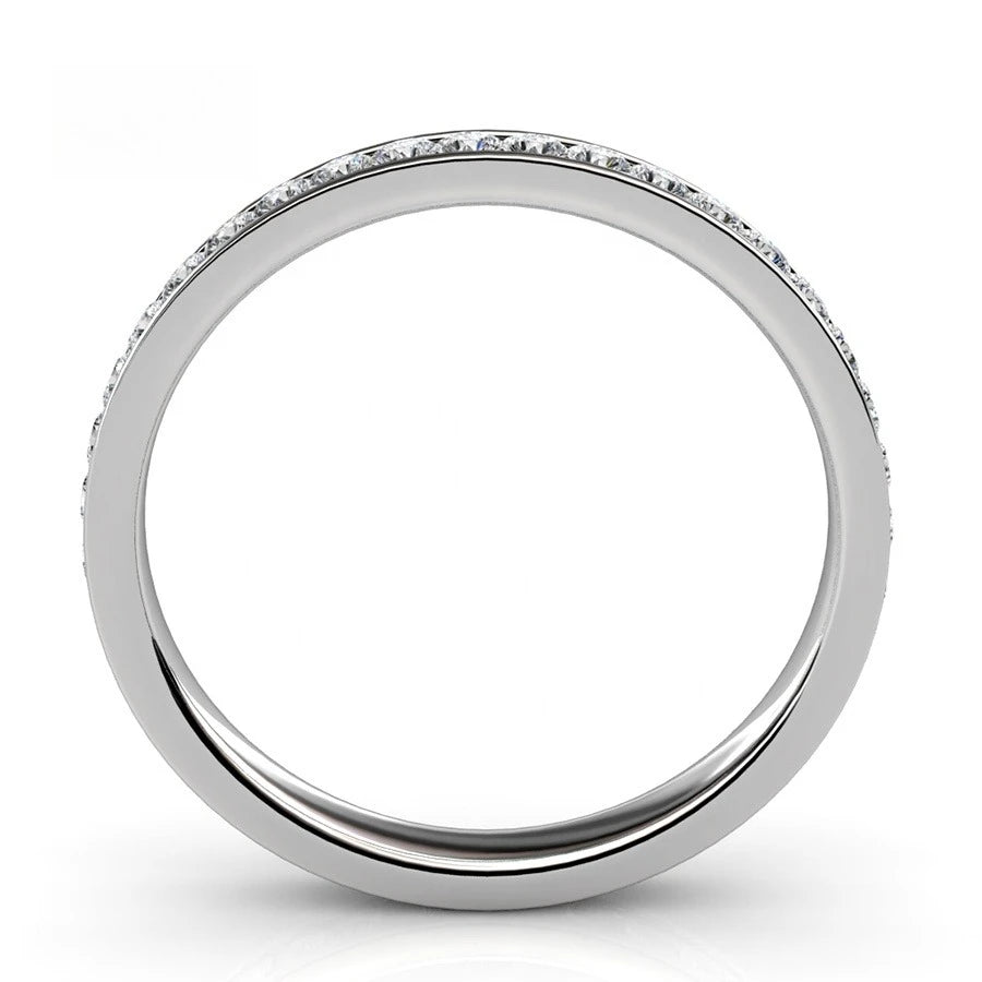 Daisini – Bague Éternité Cristaux Swarovski AAAA | Laiton Plaqué Or Blanc 18K, Stackable Mixte, Mariage & Fiançailles Soldes-ShopOnline